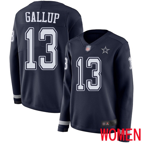Women Dallas Cowboys Limited Navy Blue Michael Gallup #13 Therma Long Sleeve NFL Jersey->women nfl jersey->Women Jersey
